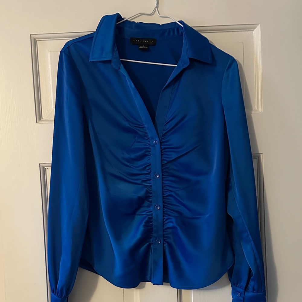 Sanctuary Royal Blue Ruched Blouse